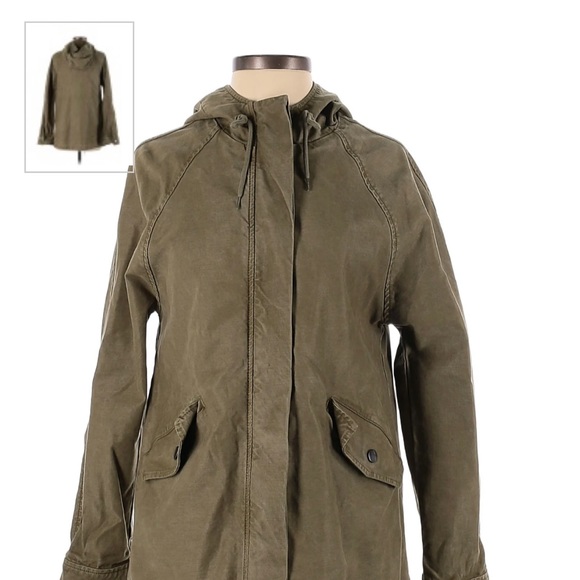 Madewell Brimwell Washed Army Green Hooded Parka Jacket - Picture 4 of 9